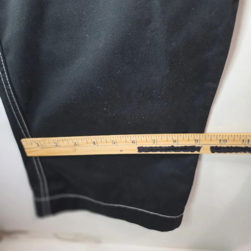 True Religion Mens Baggy Cargo Pants Black White Contrast Stitch Size 36 Y2K